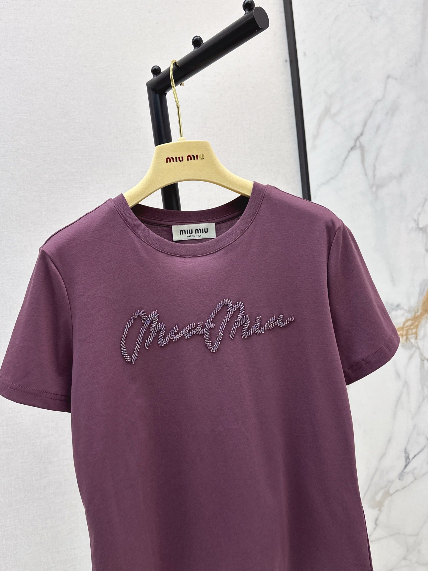 M*u 25ss beaded cotton t-shirt