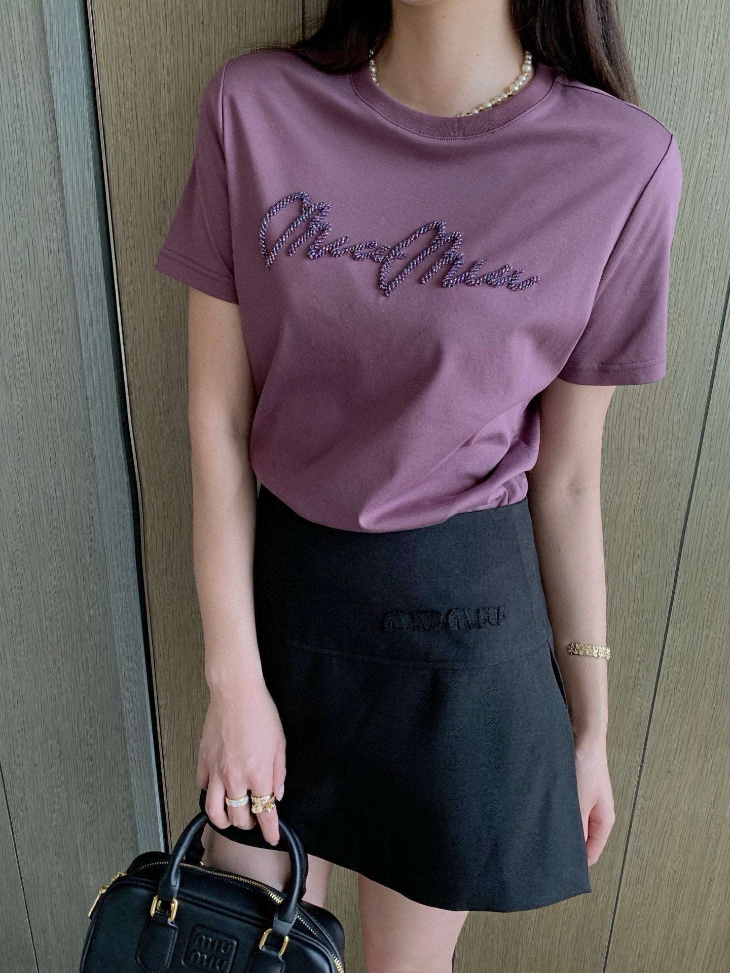 M*u 25ss beaded cotton t-shirt