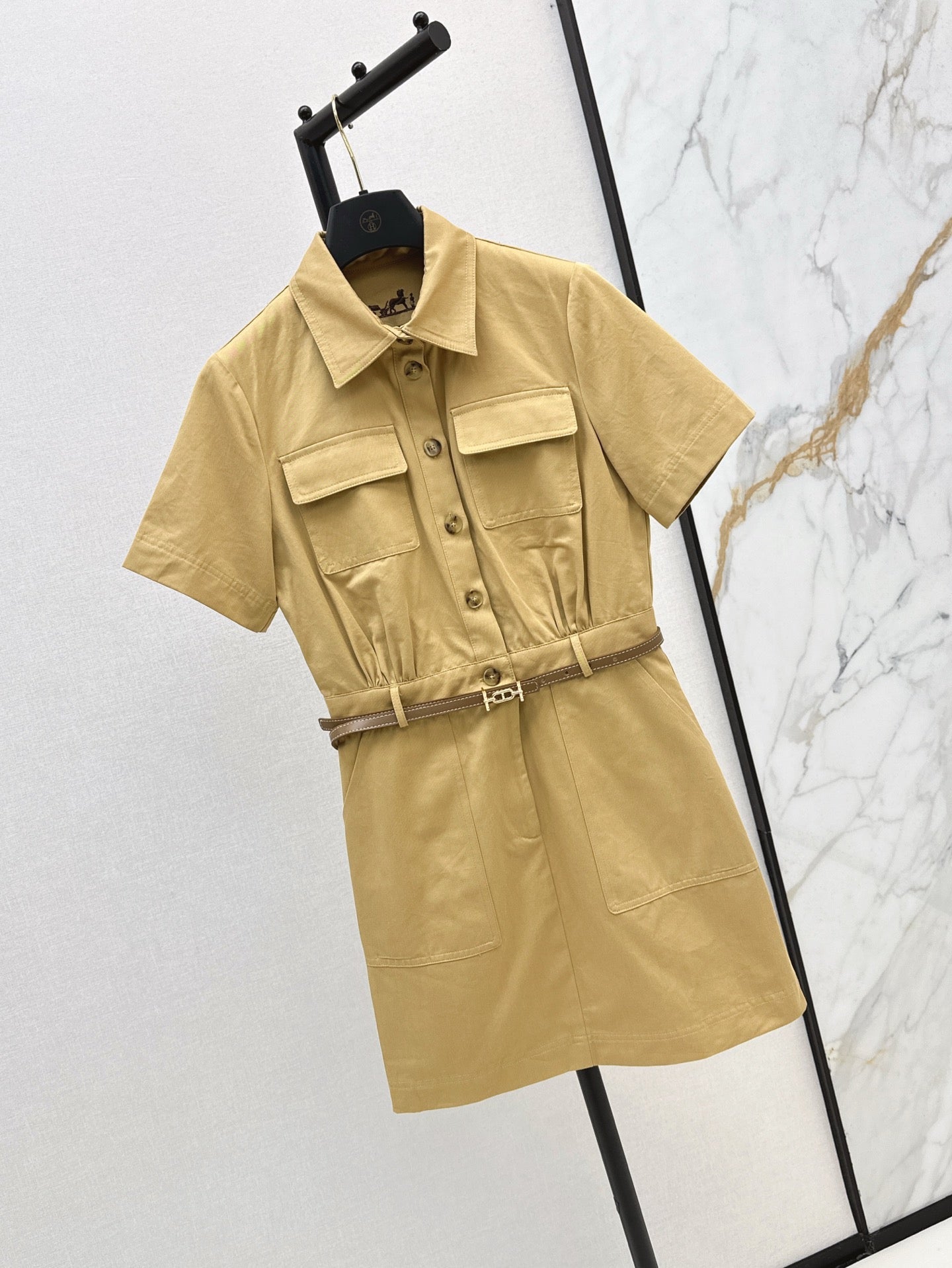 Herm* 25ss belted shirt dress