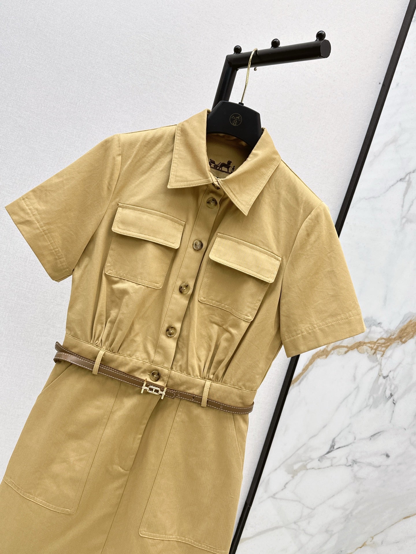 Herm* 25ss belted shirt dress