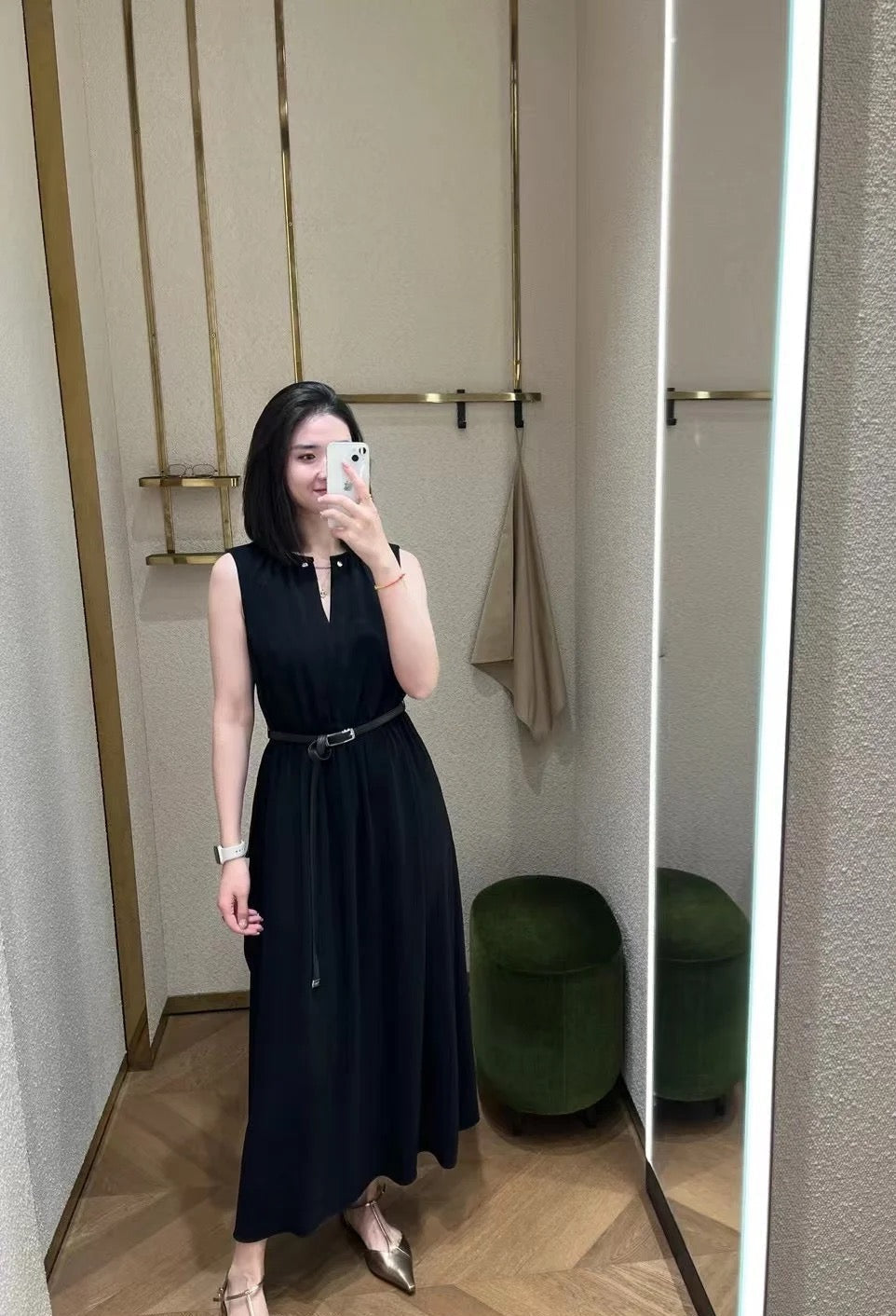 MaxM* 25ss long belted dress