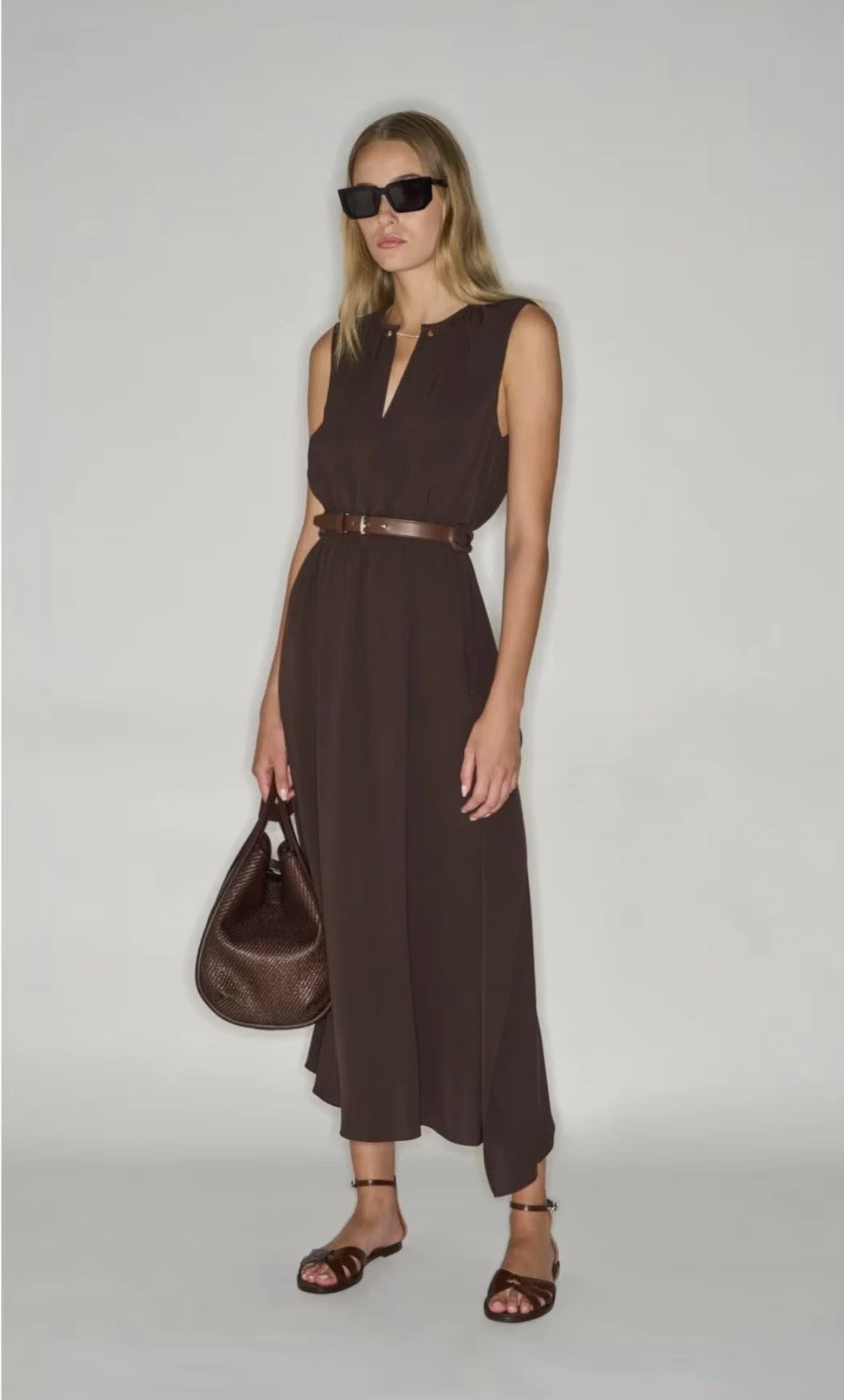 MaxM* 25ss long belted dress