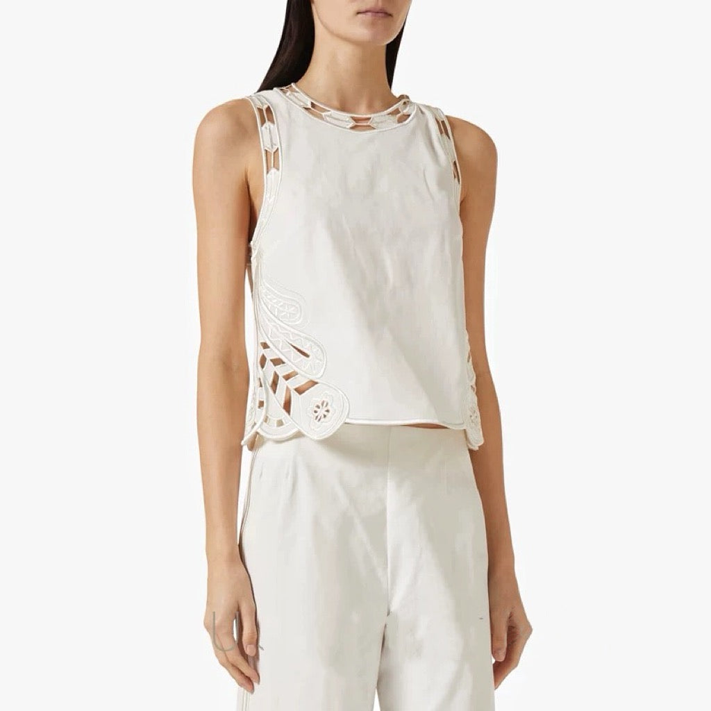 Lor*P 25ss hollow floral embroidered vest and pants set