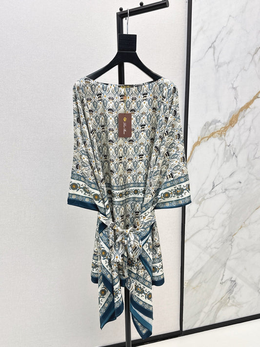 Lor*P 25ss floral silk cape dress