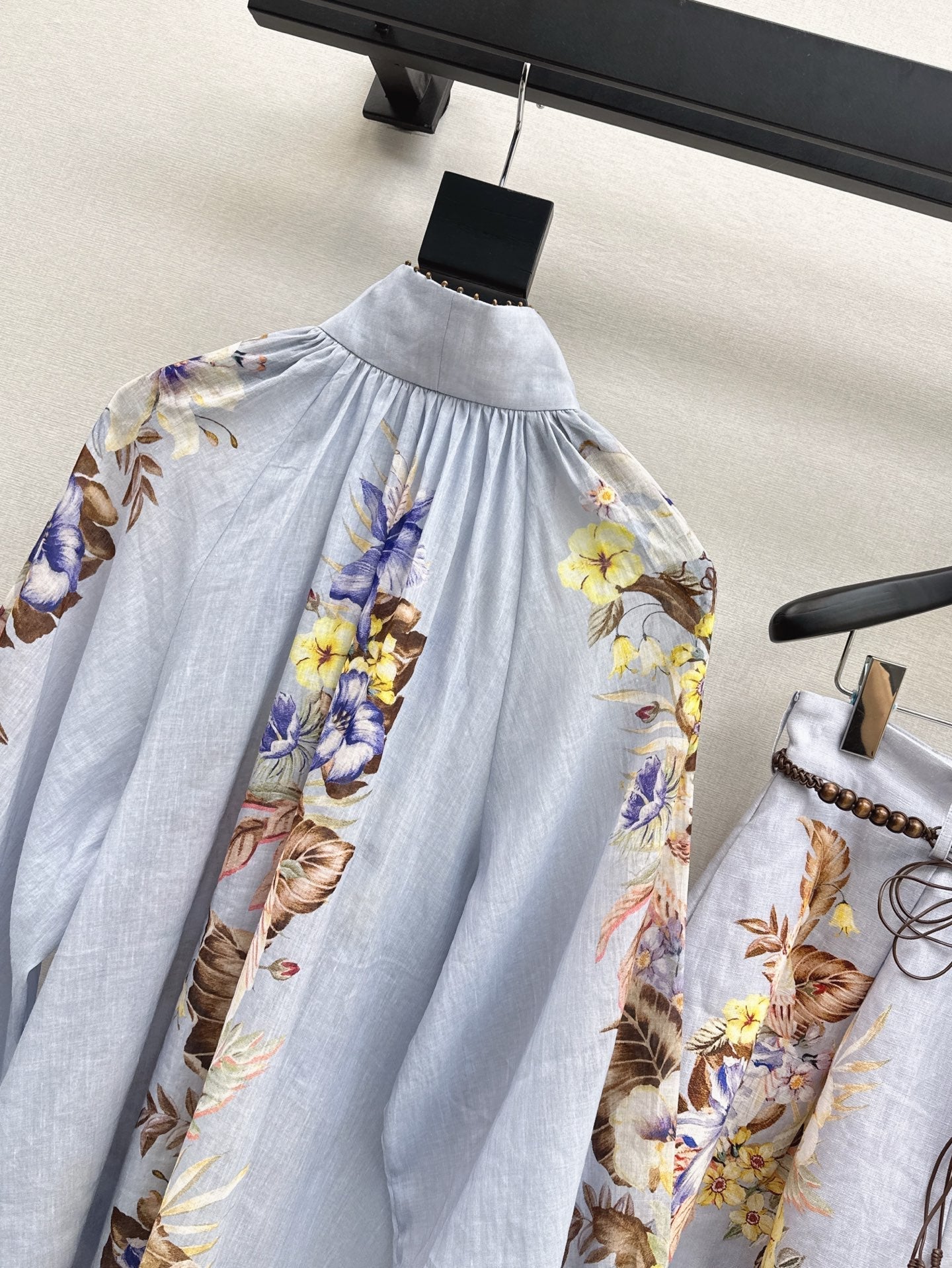 Zim* 25ss printed linen blouse and shorts set