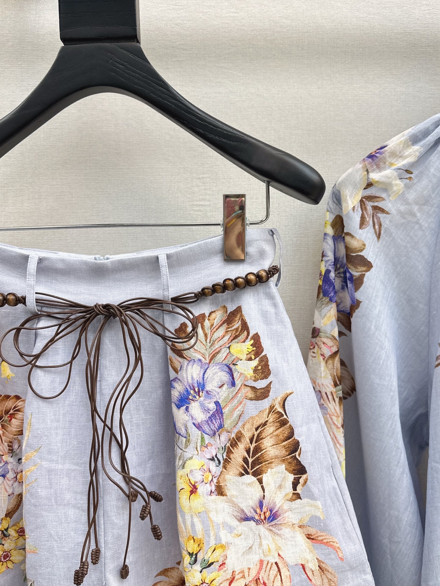 Zim* 25ss printed linen blouse and shorts set