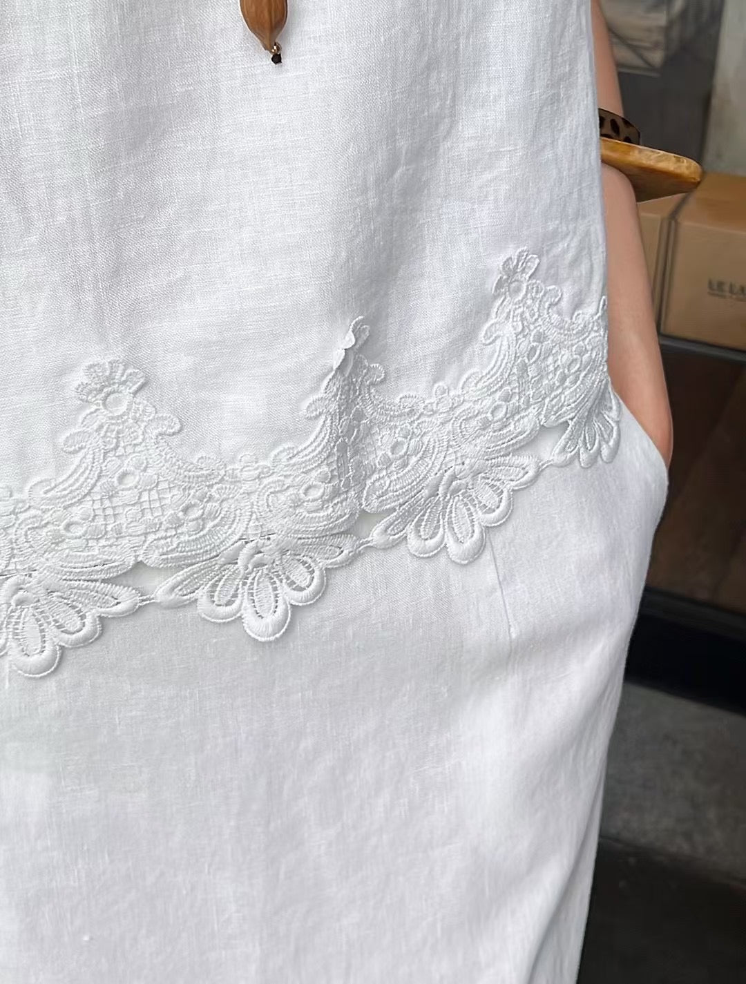 Lor*P 25ss lace trim vest and skirt set