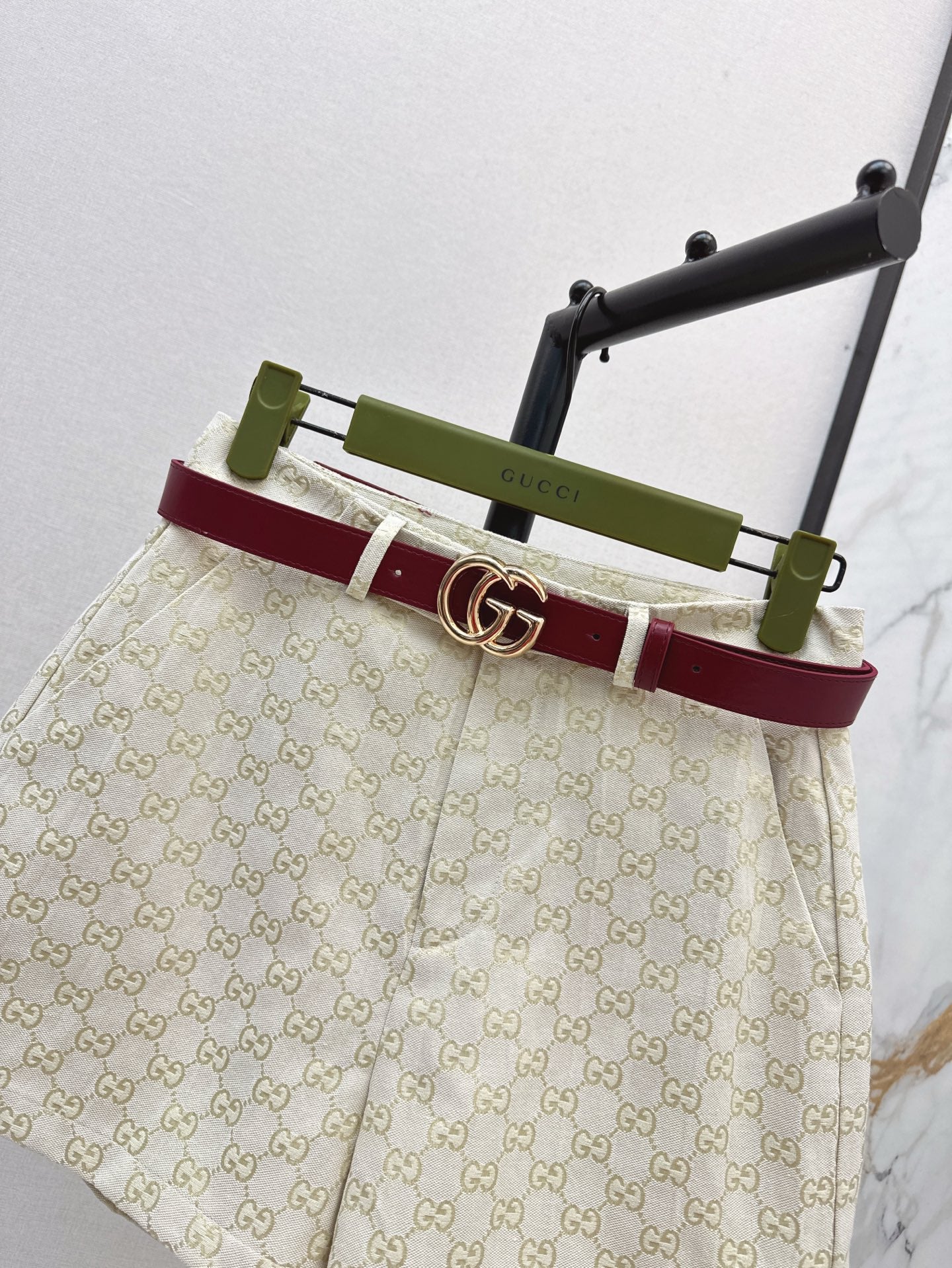 Gu* 25ss GG jacquard shorts with belt