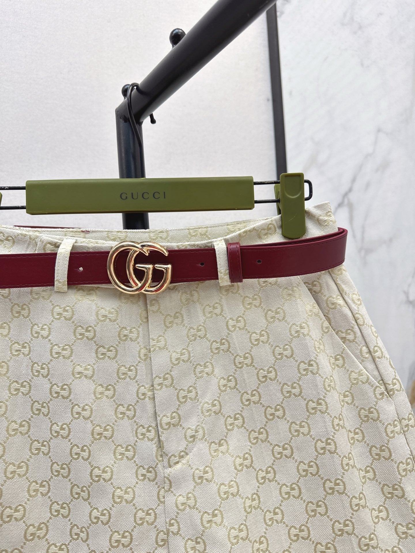 Gu* 25ss GG jacquard shorts with belt