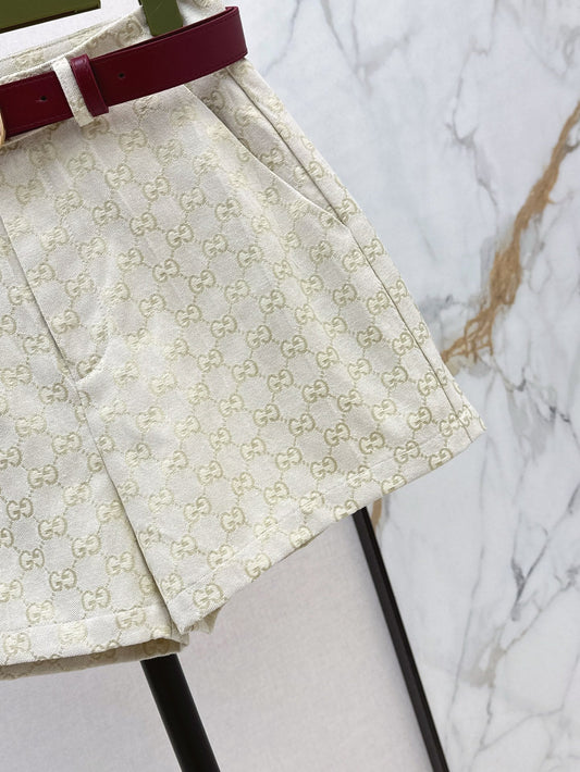 Gu* 25ss GG jacquard shorts with belt