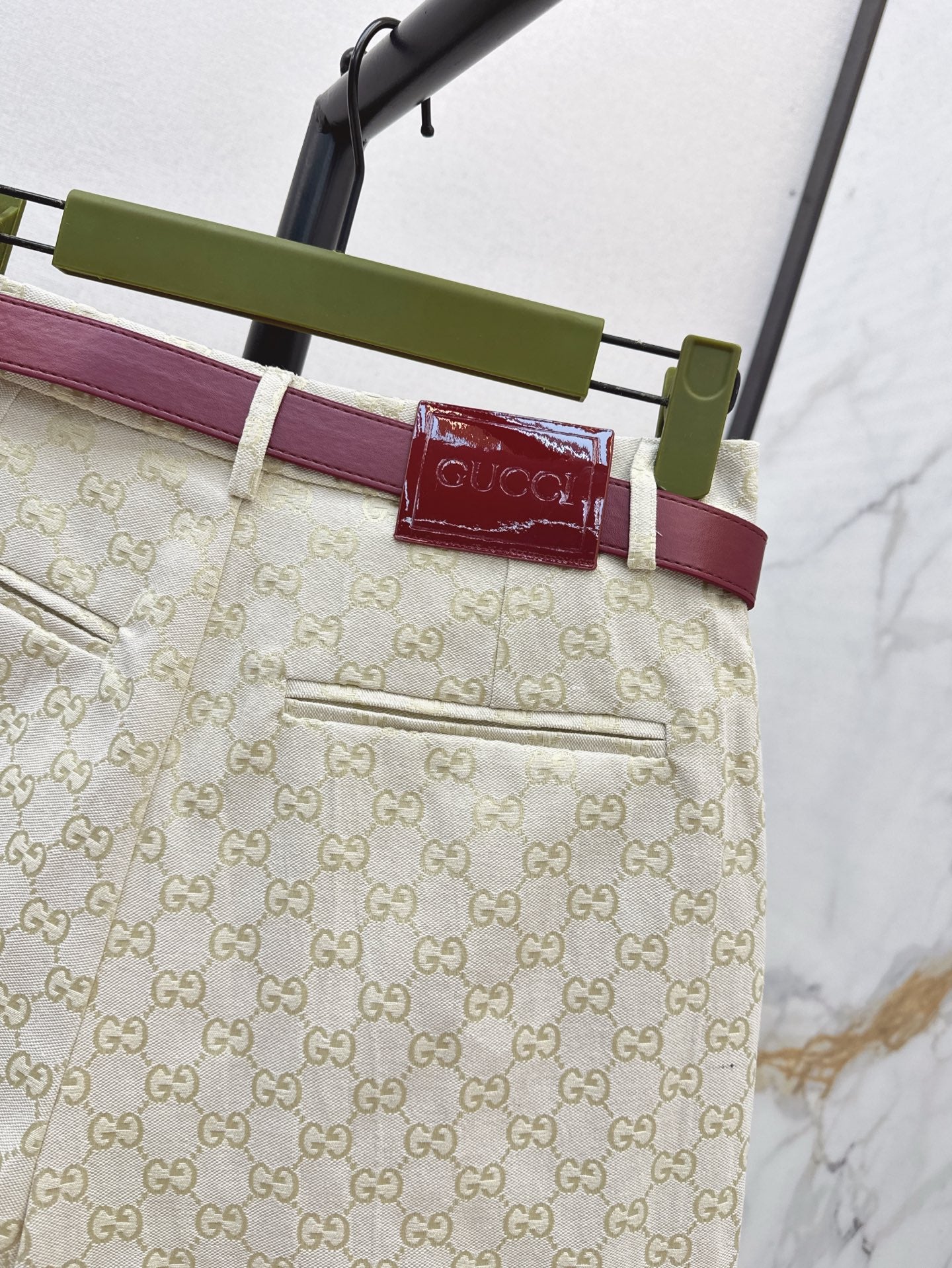 Gu* 25ss GG jacquard shorts with belt