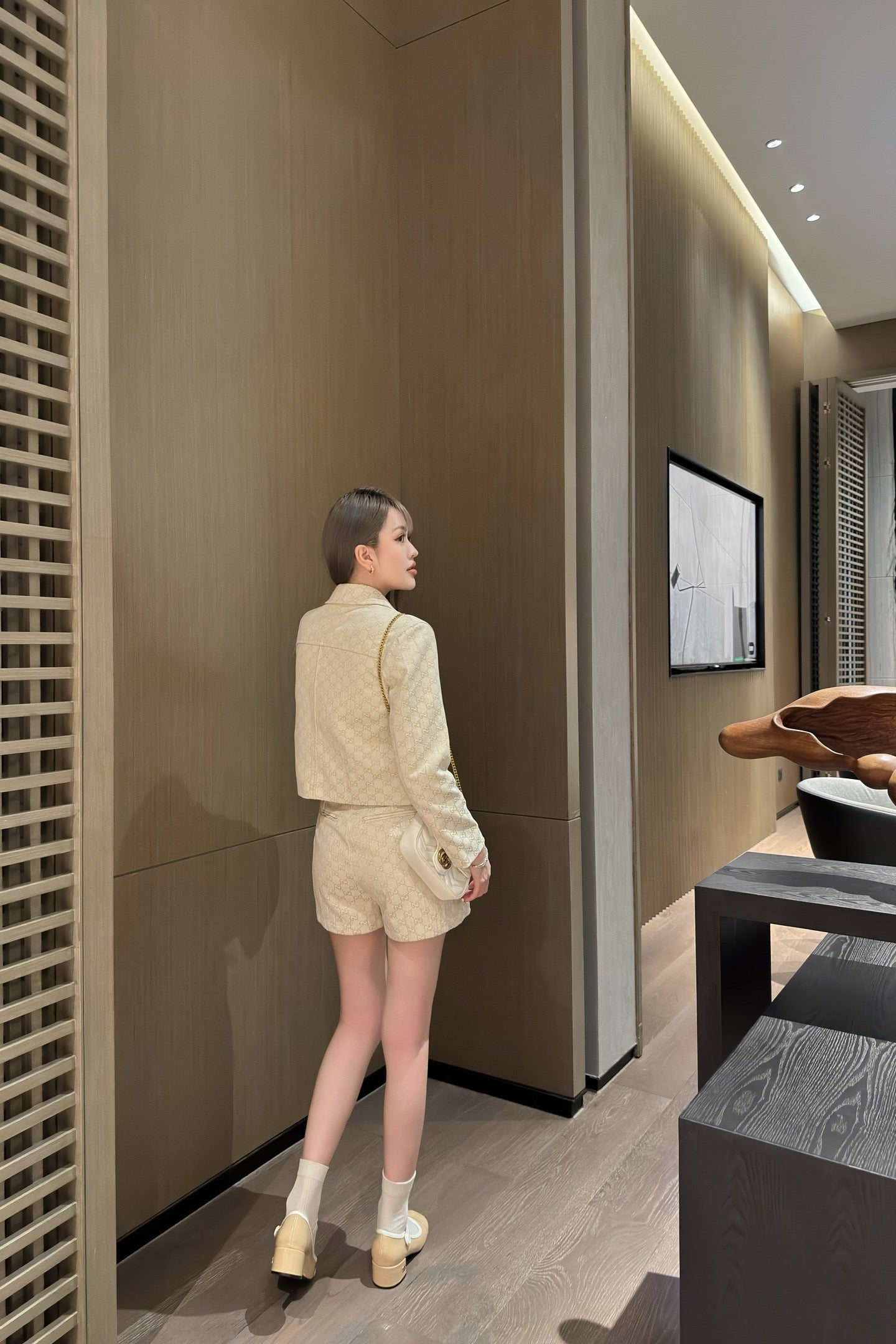 Gu* 25ss GG jacquard shorts with belt