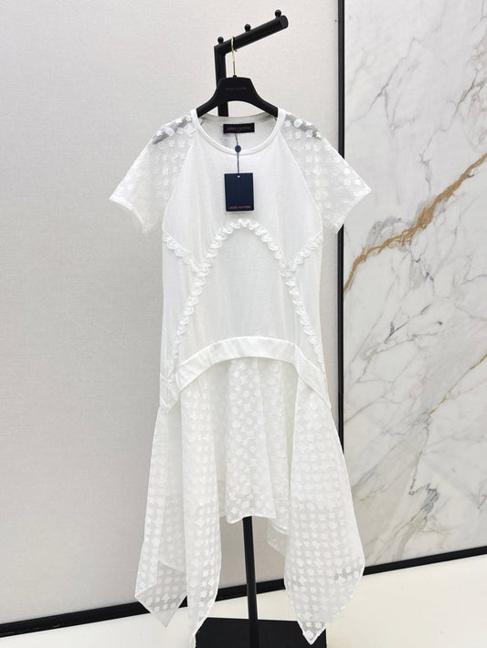 Loui* 25ss Asymmetric monogram jacquard dress