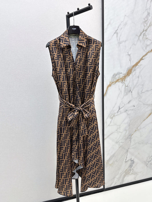 Fd* 25ss FF printed belt shirt dress