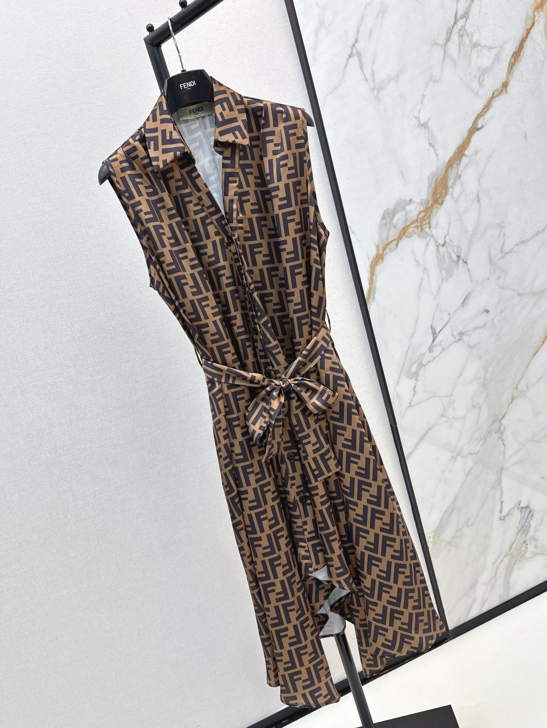 Fd* 25ss FF printed belt shirt dress