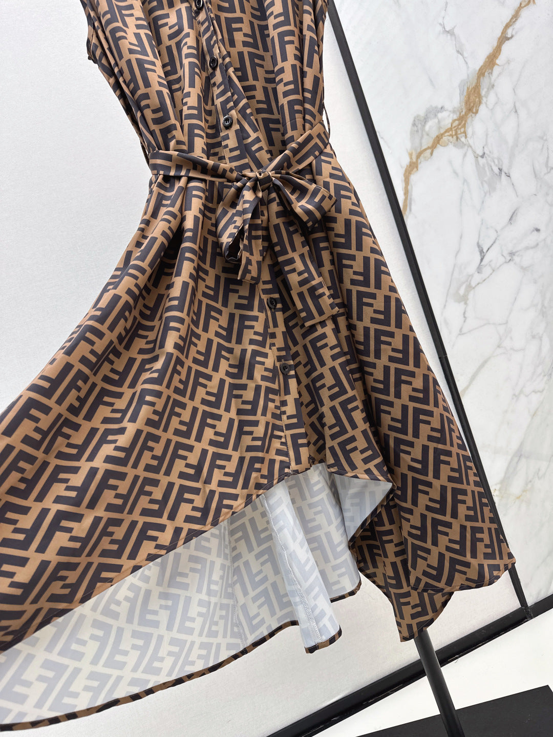 Fd* 25ss FF printed belt shirt dress