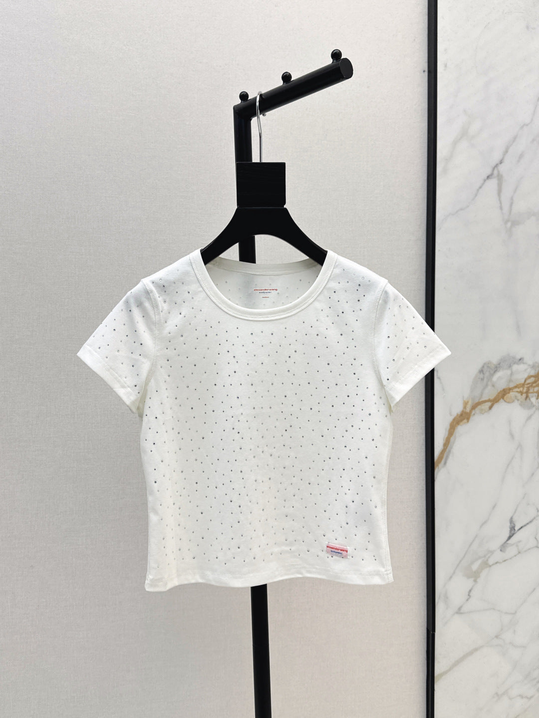 Wang* 25ss crystal hotfix cotton tee