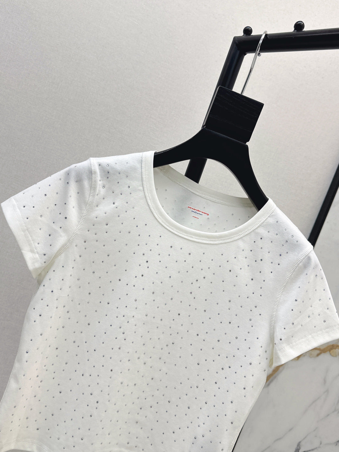 Wang* 25ss crystal hotfix cotton tee