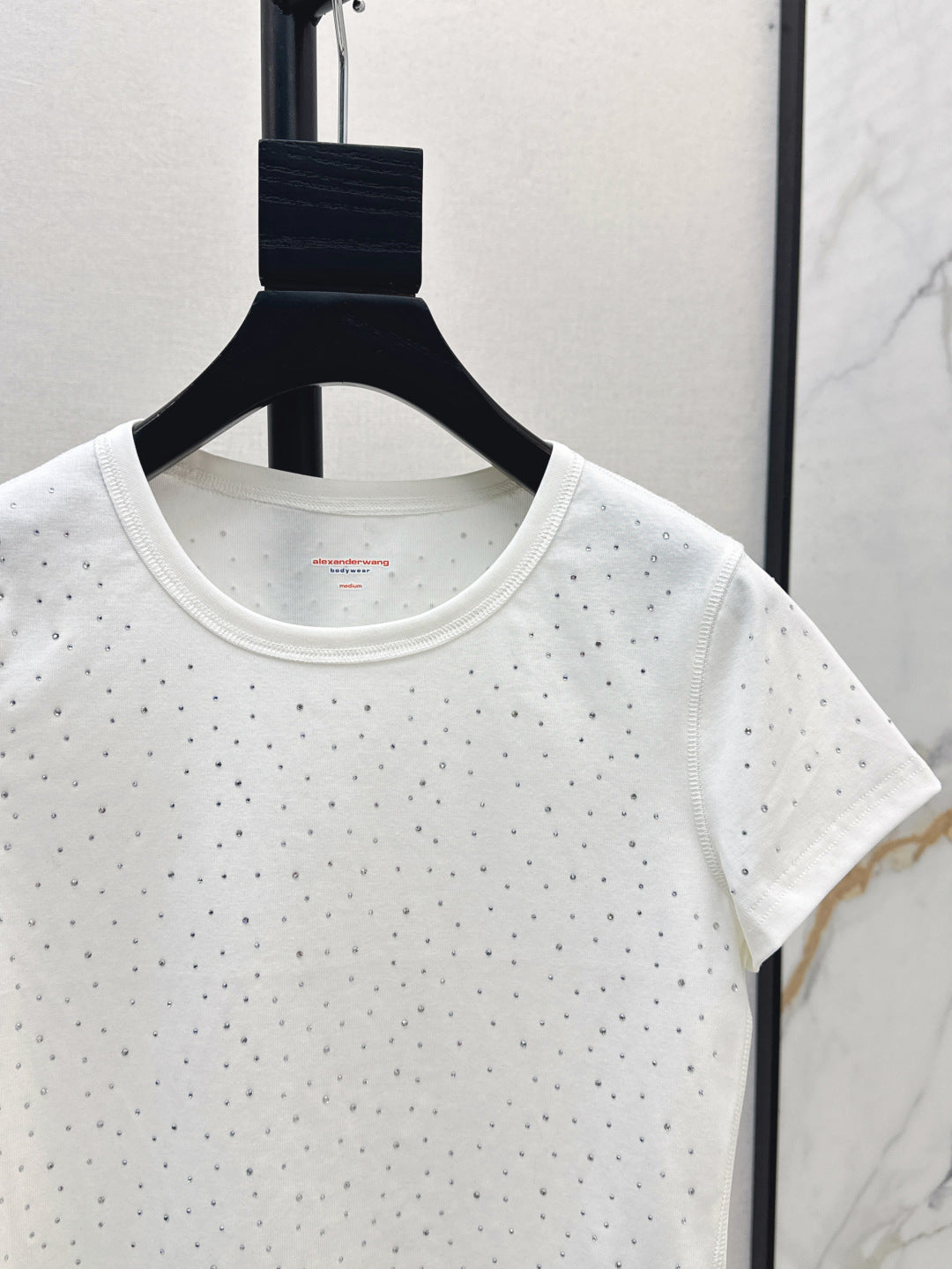 Wang* 25ss crystal hotfix cotton tee