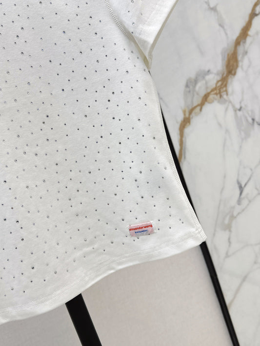 Wang* 25ss crystal hotfix cotton tee