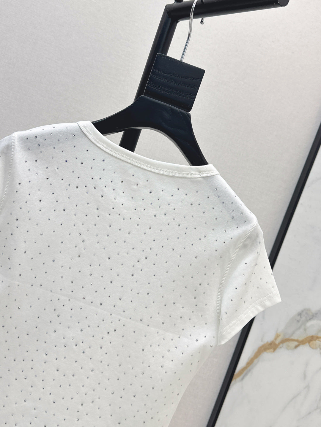 Wang* 25ss crystal hotfix cotton tee