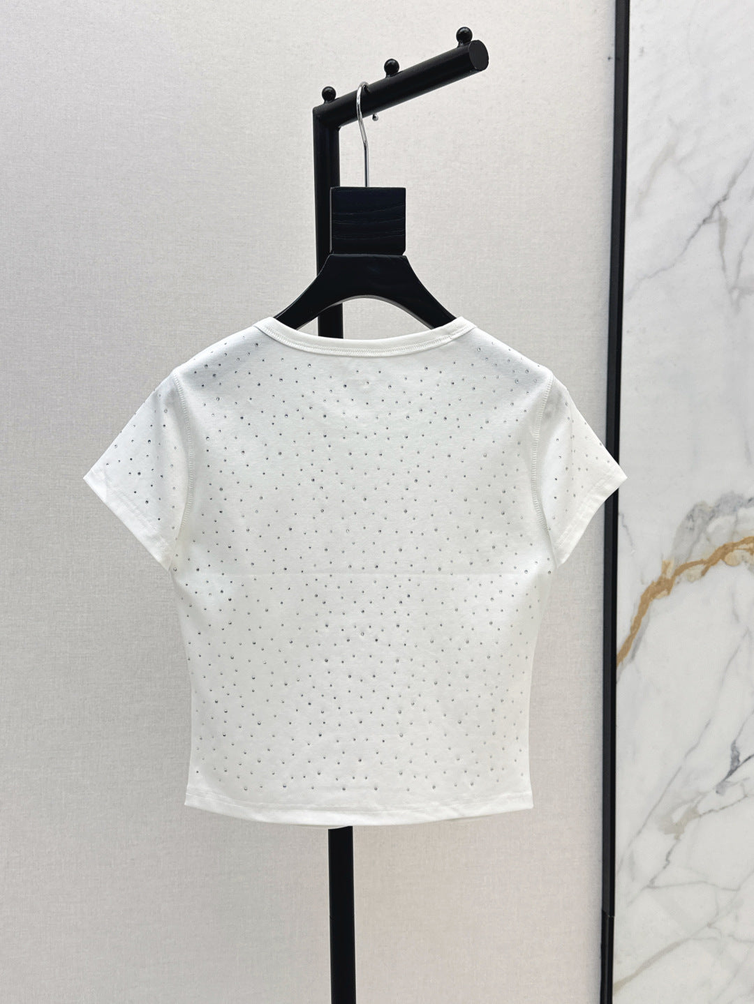 Wang* 25ss crystal hotfix cotton tee