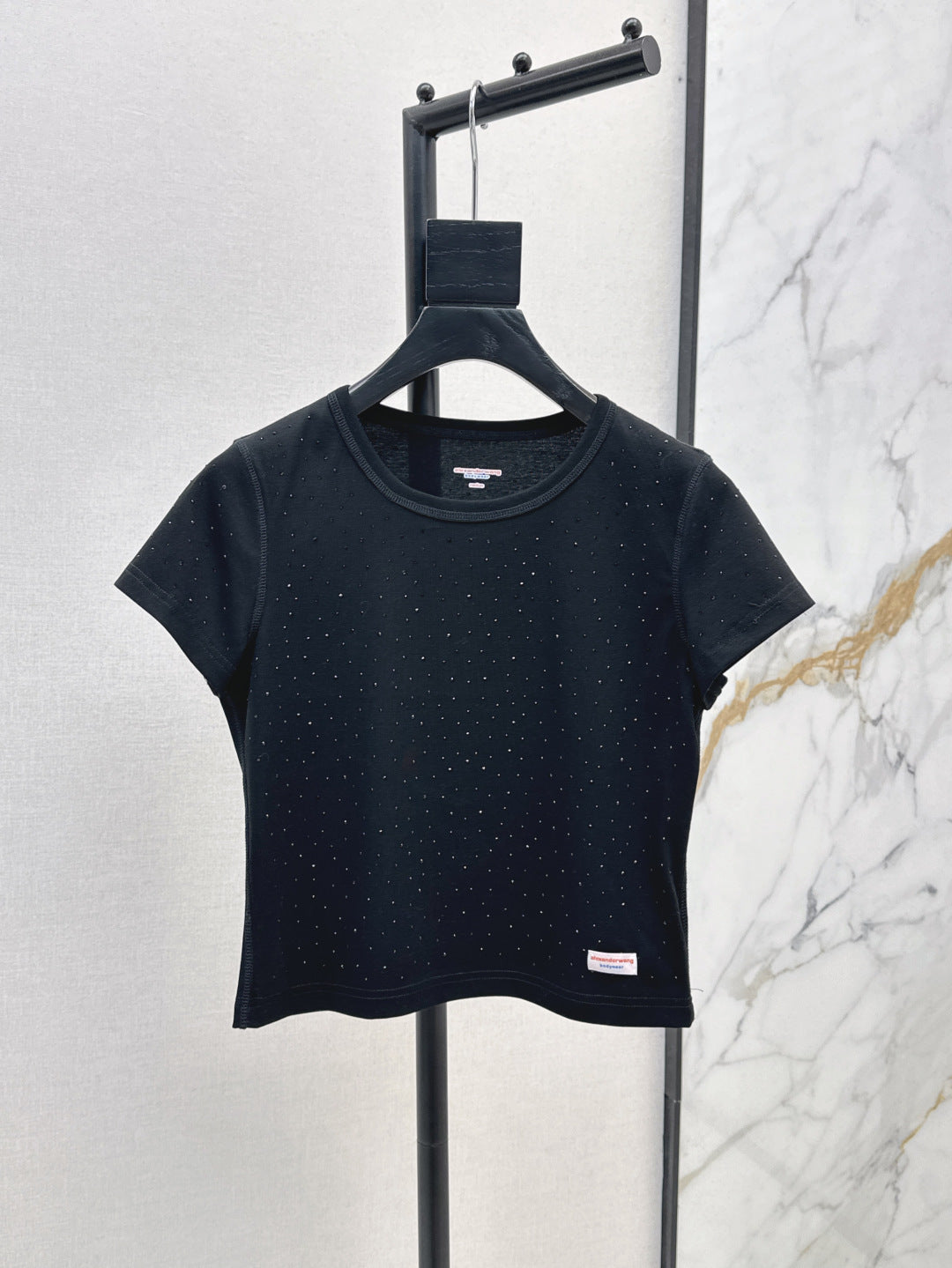 Wang* 25ss crystal hotfix cotton tee