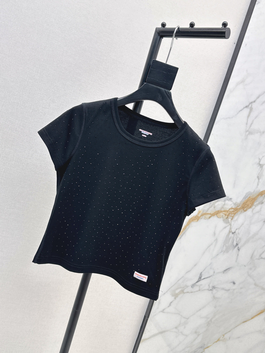 Wang* 25ss crystal hotfix cotton tee