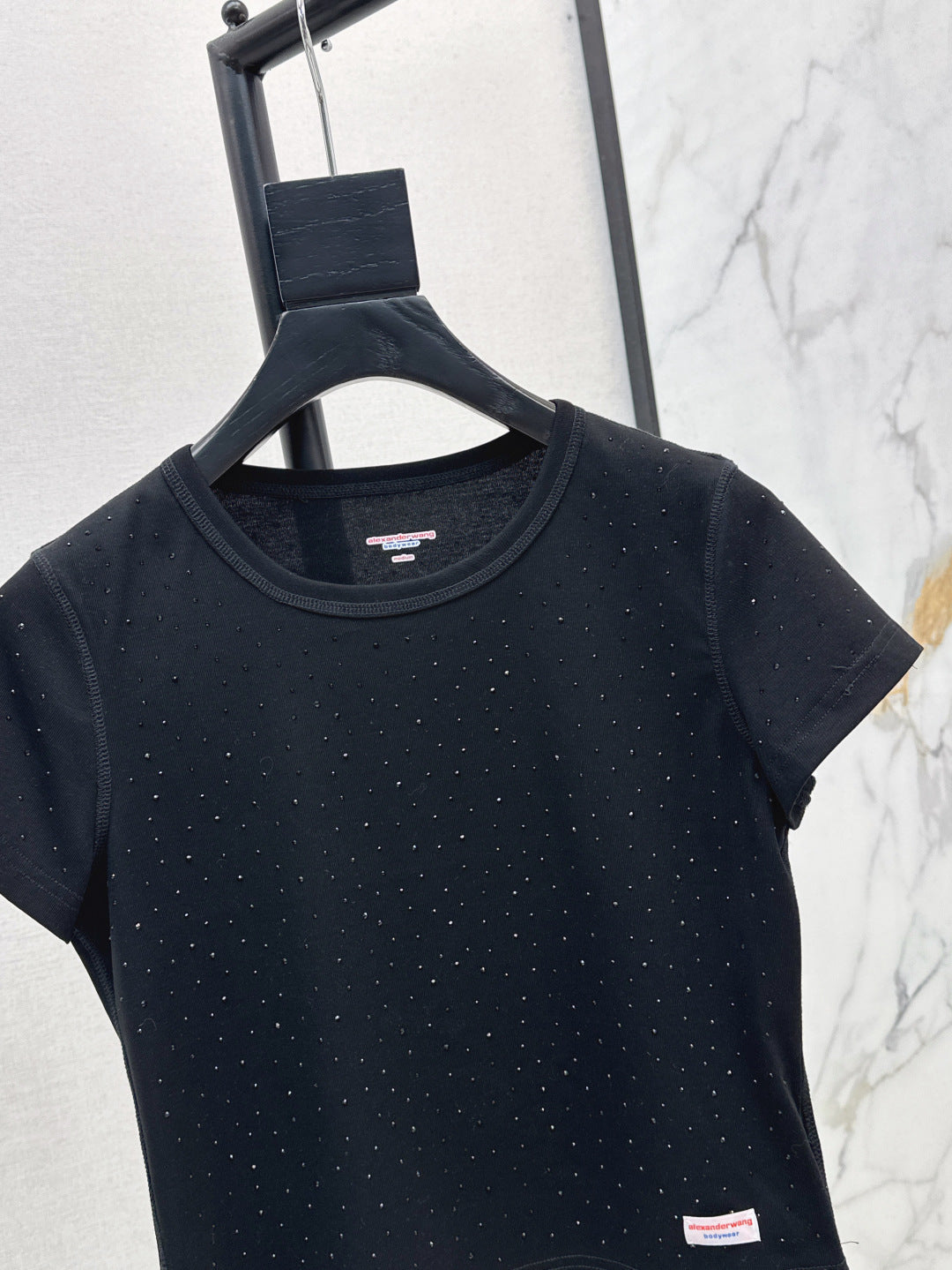 Wang* 25ss crystal hotfix cotton tee