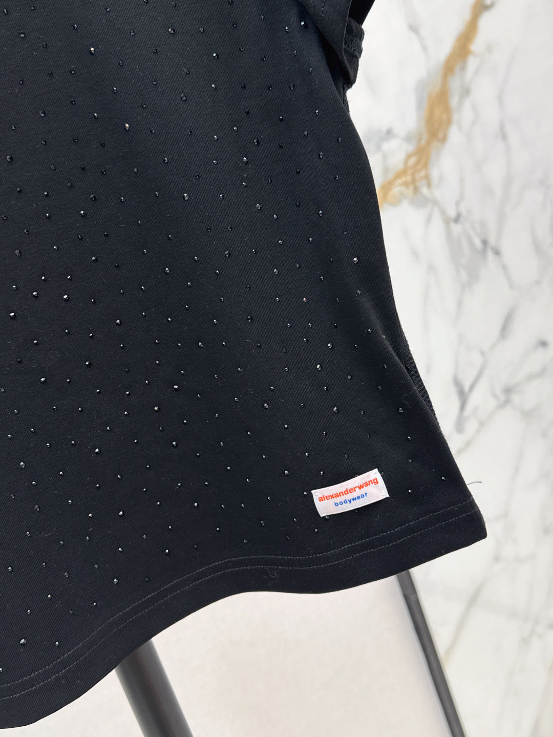 Wang* 25ss crystal hotfix cotton tee