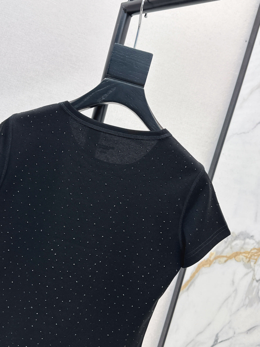 Wang* 25ss crystal hotfix cotton tee