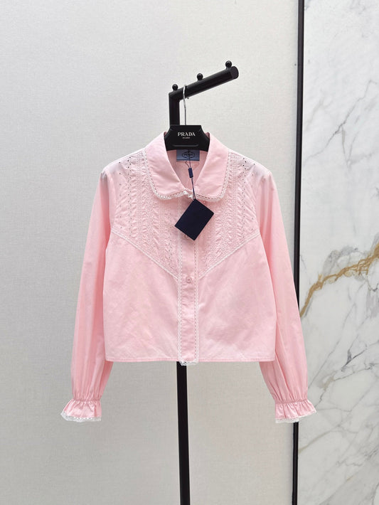 Pra* 25ss emboridered corpped shirt