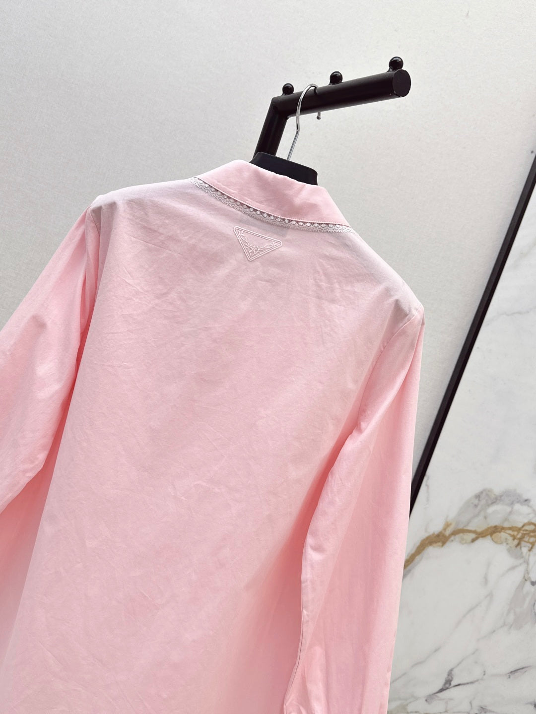 Pra* 25ss lace trim embroidered shirt dress