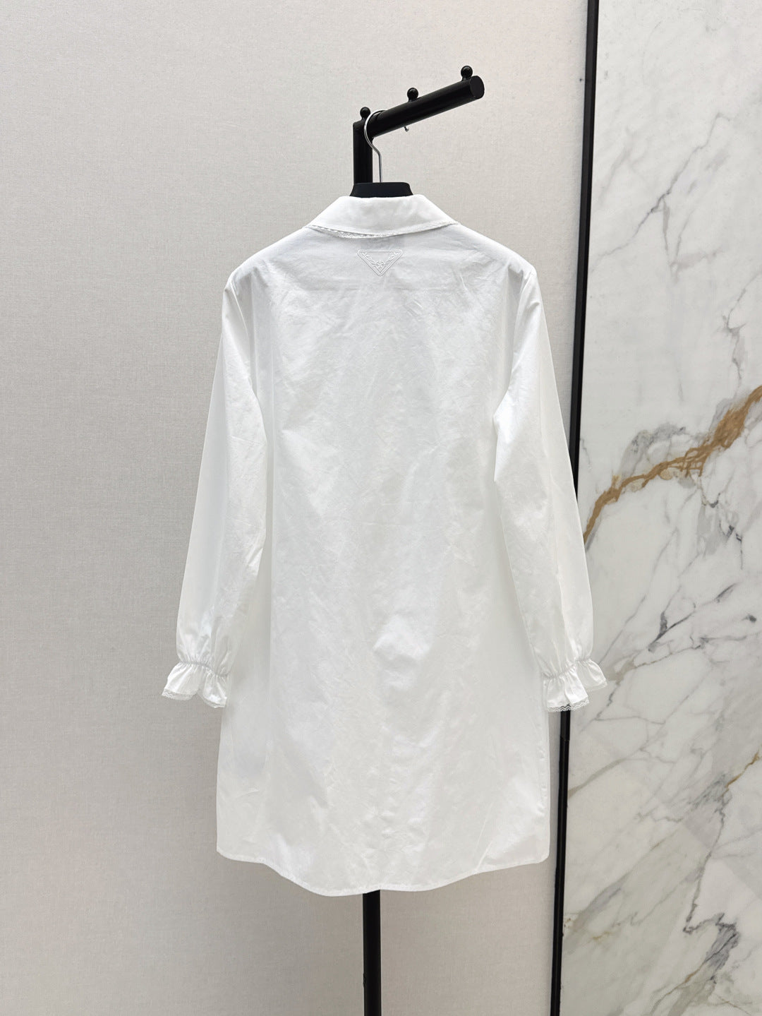 Pra* 25ss lace trim embroidered shirt dress