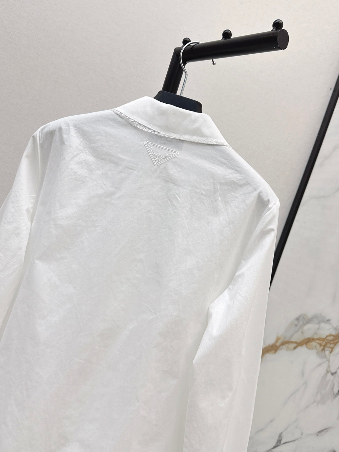 Pra* 25ss lace trim embroidered shirt dress