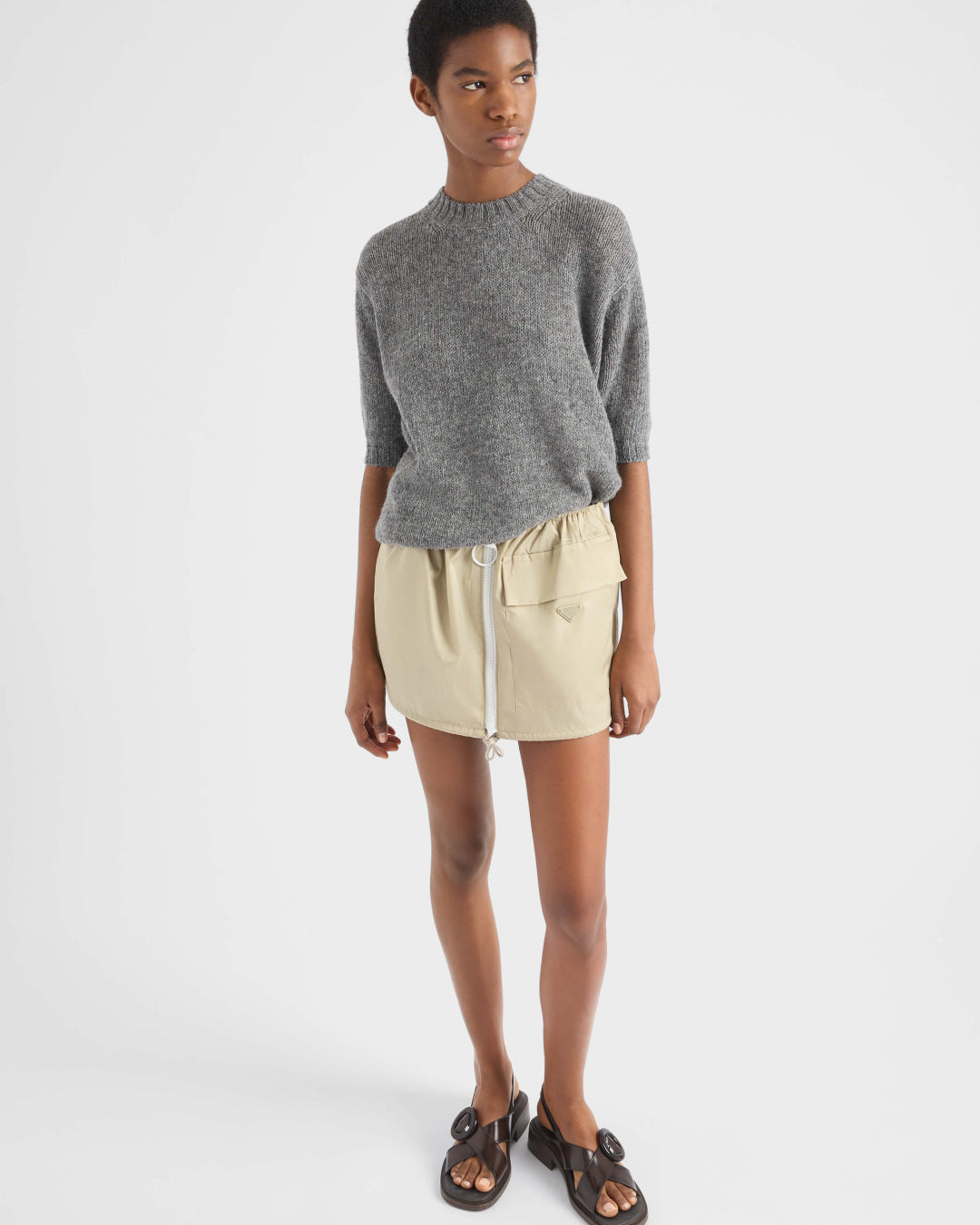 Pra* 25ss re-nylon miniskirt