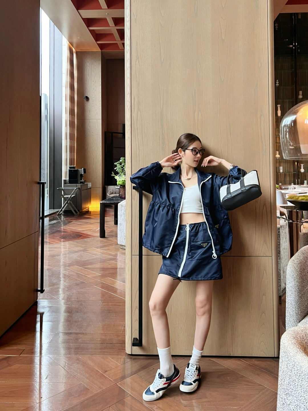 Pra* 25ss re-nylon miniskirt