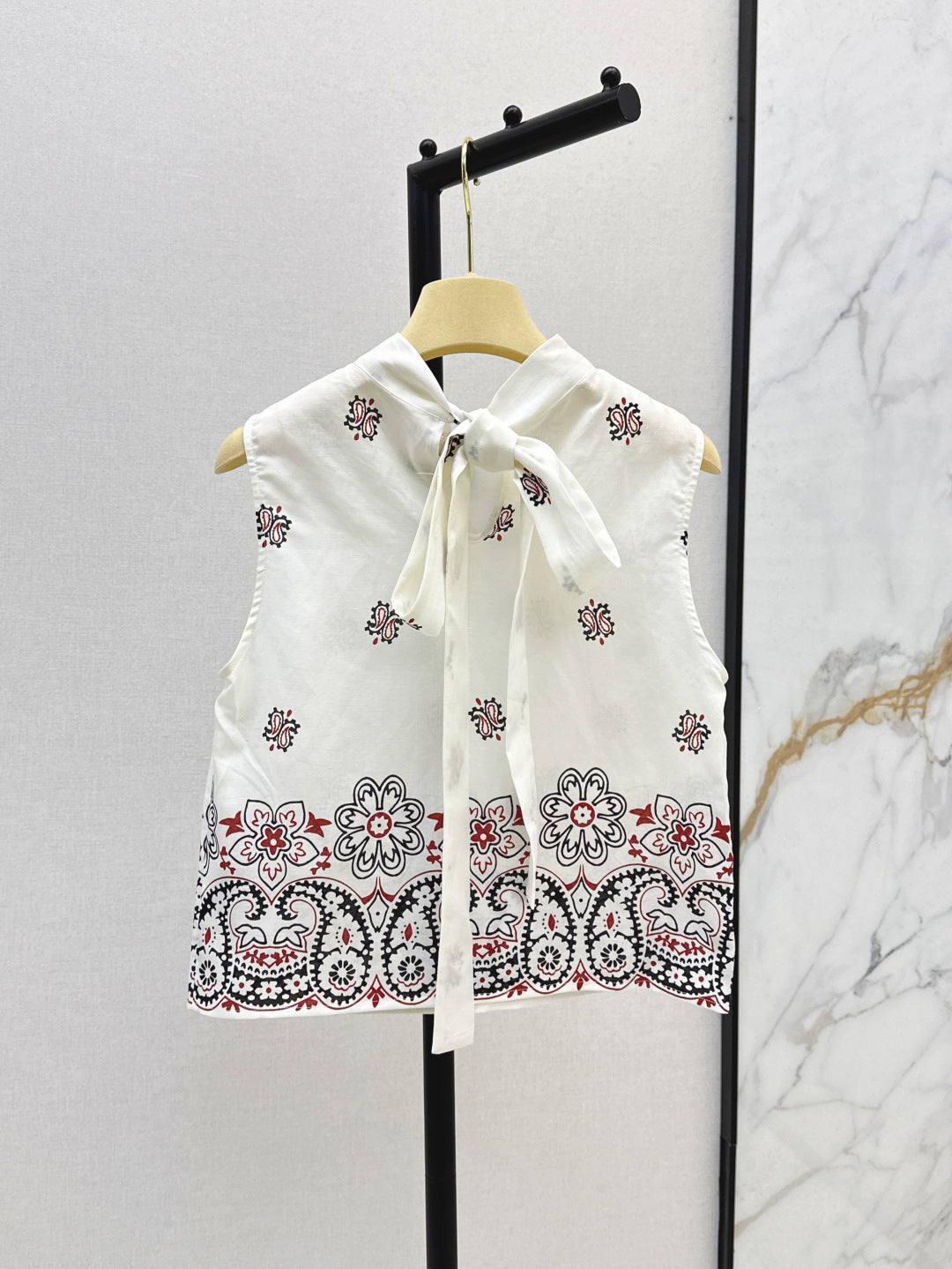 M*u 25ss printed linen vest and skirt set