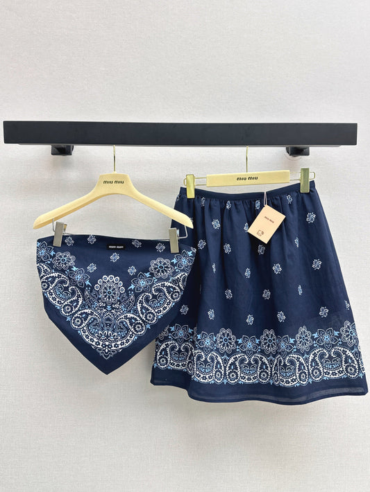 M*u 25ss printed bandana top and skirt set