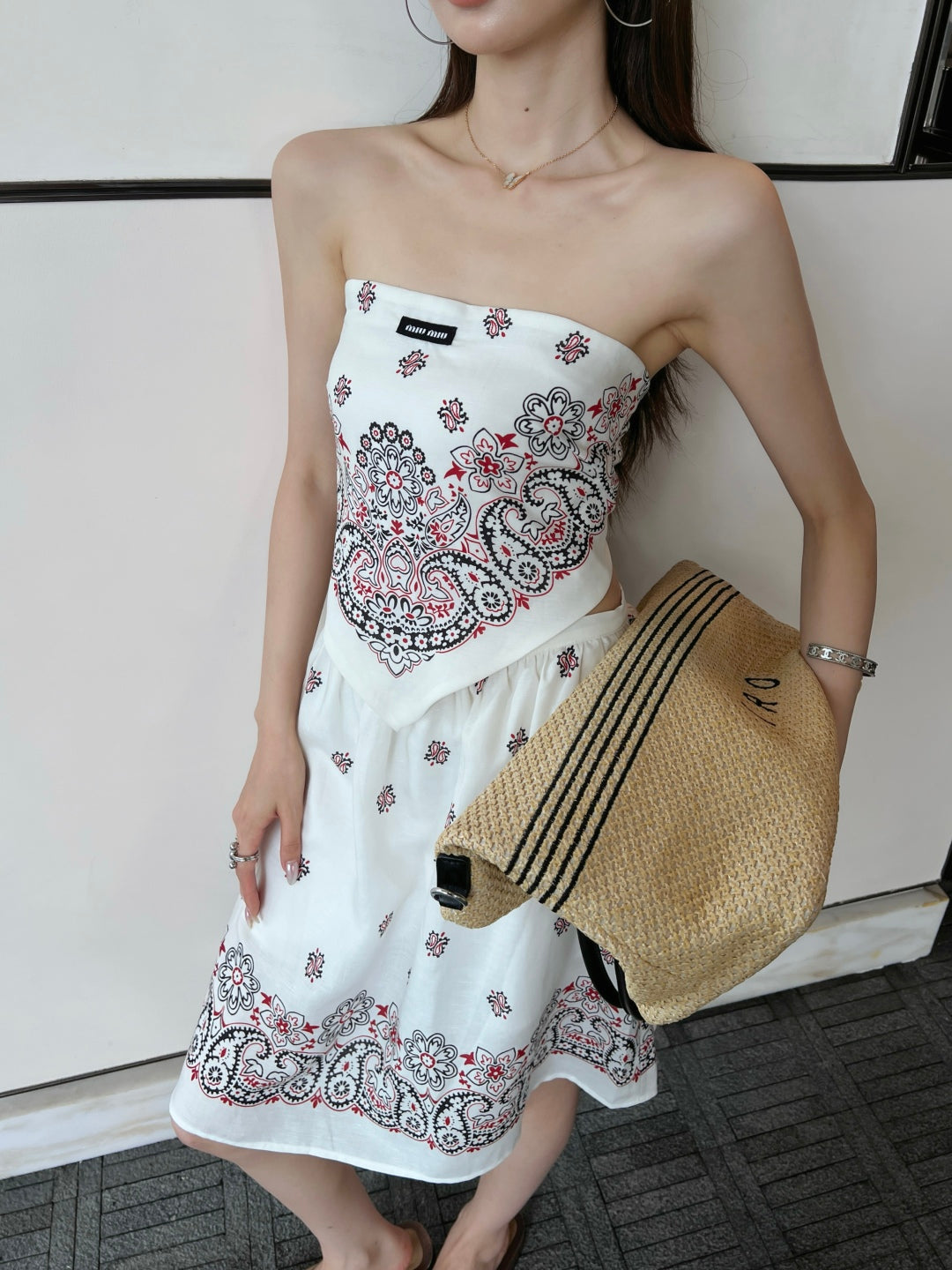 M*u 25ss printed bandana top and skirt set