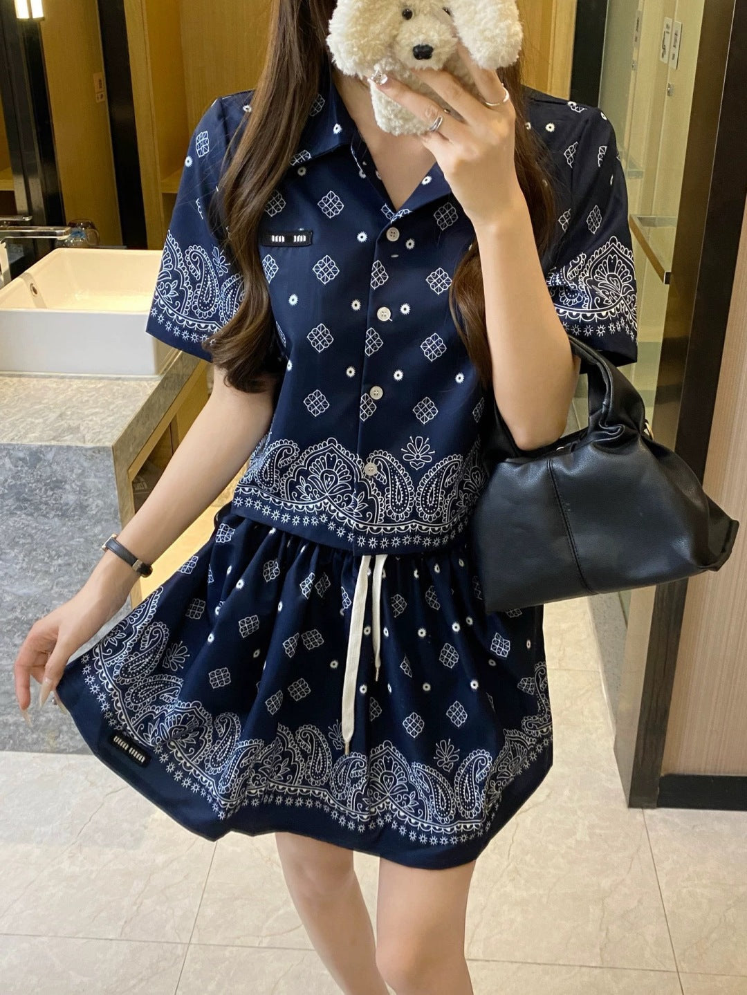 M*u 25ss printed miniskirt