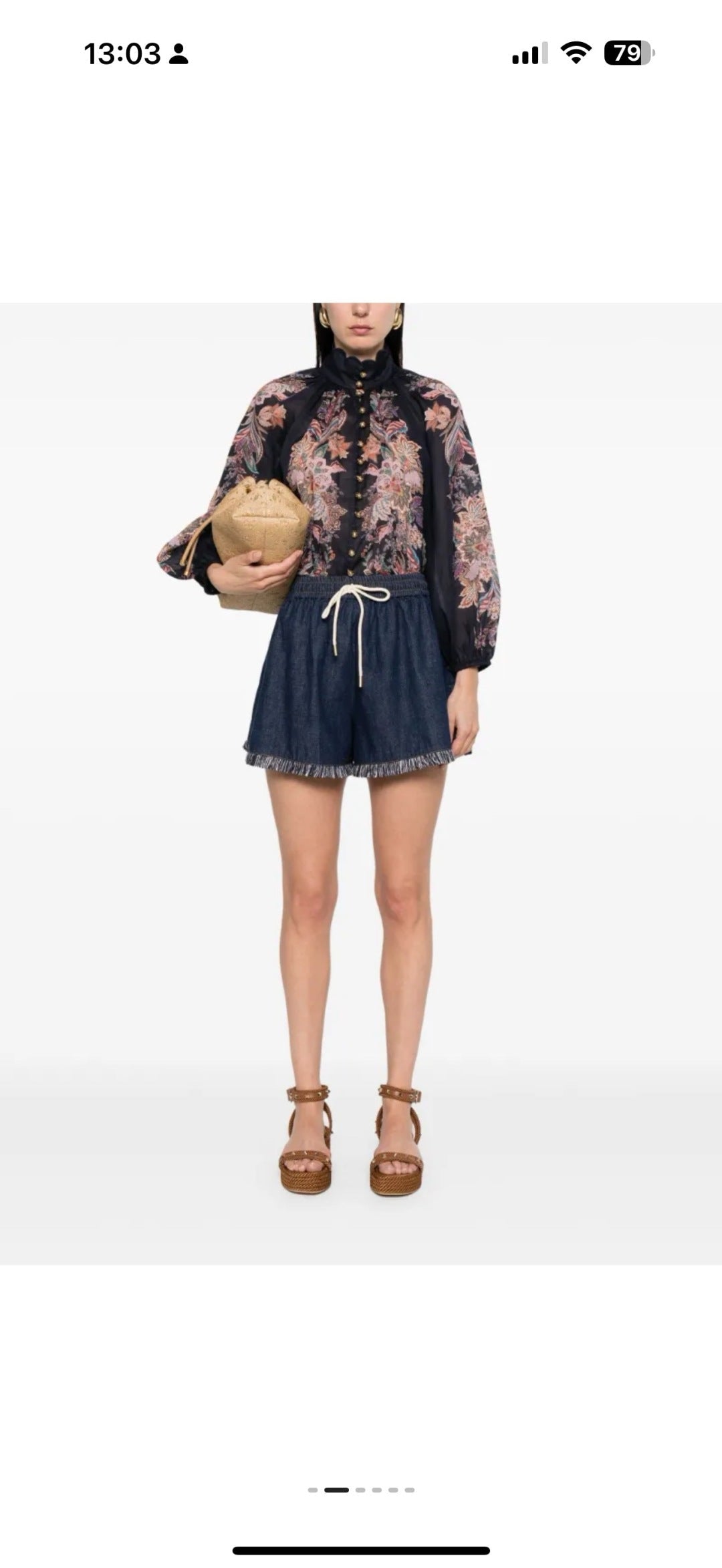 Zim* 25ss tassel trim drawstring denim shorts