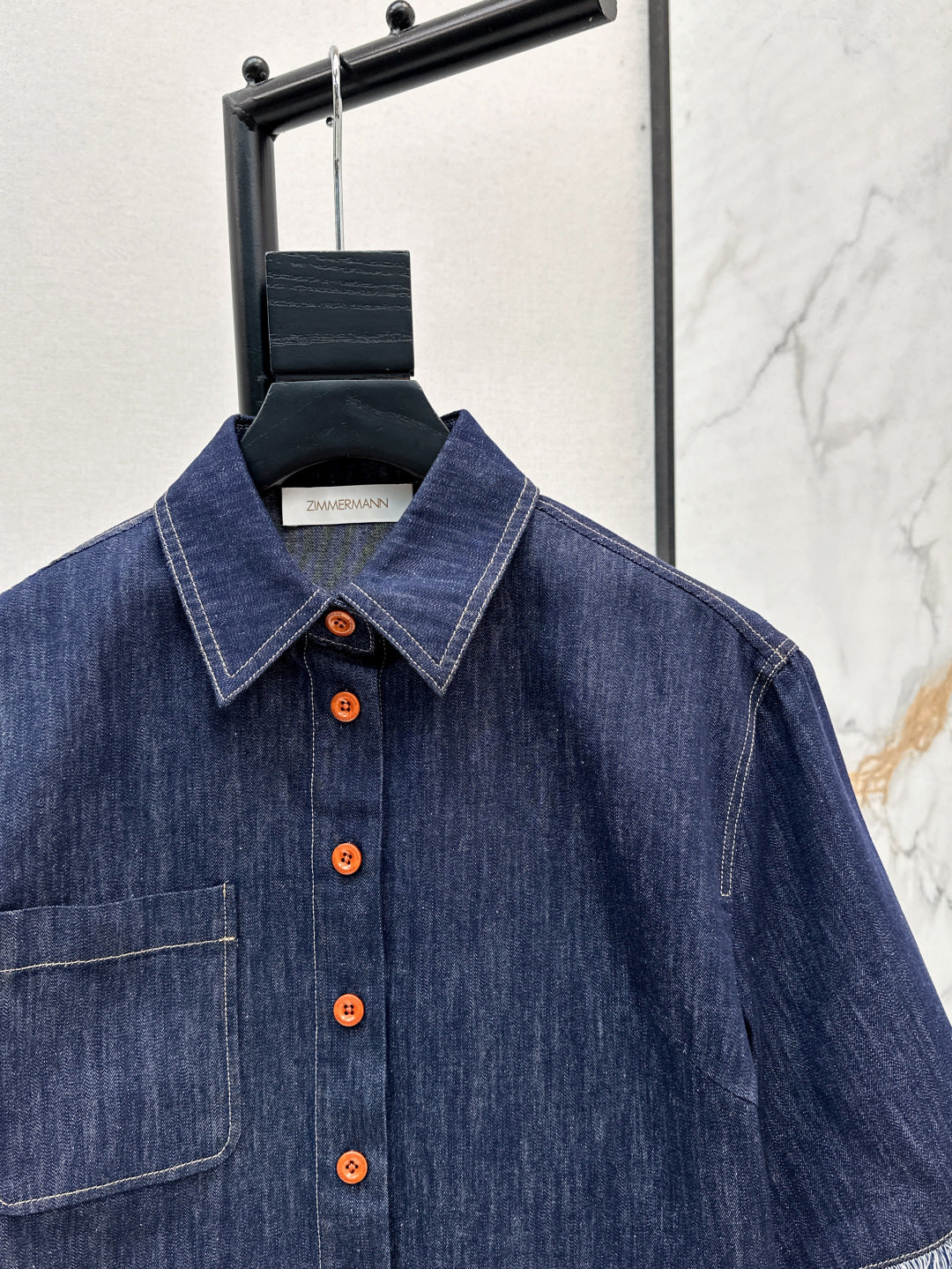 Zim* 25ss tassel trim cropped shirt