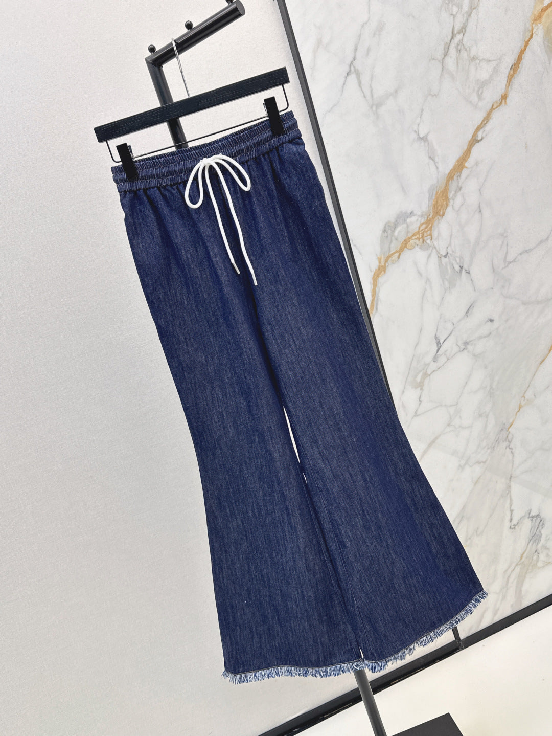 Zim* 25ss tassel trim drawstring flared denim pants