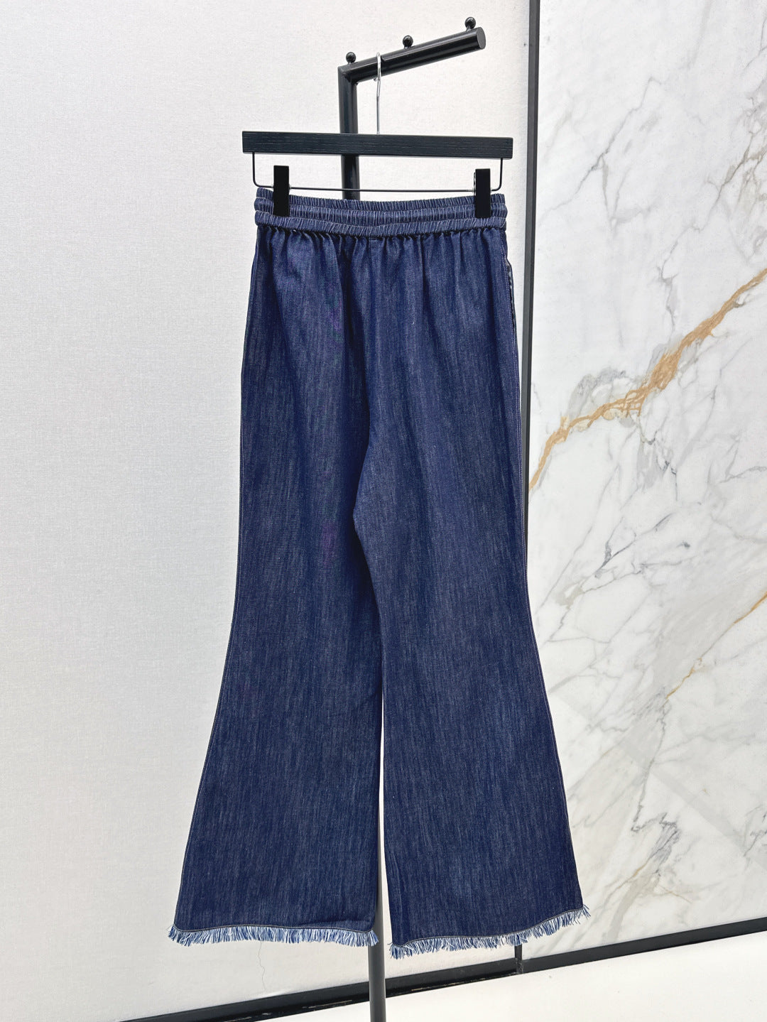 Zim* 25ss tassel trim drawstring flared denim pants