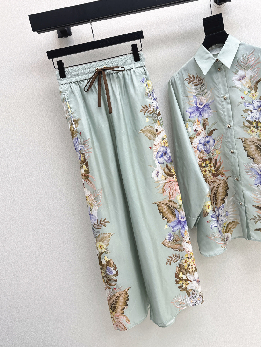 Zim* 25ss printed silk shirt and pants set