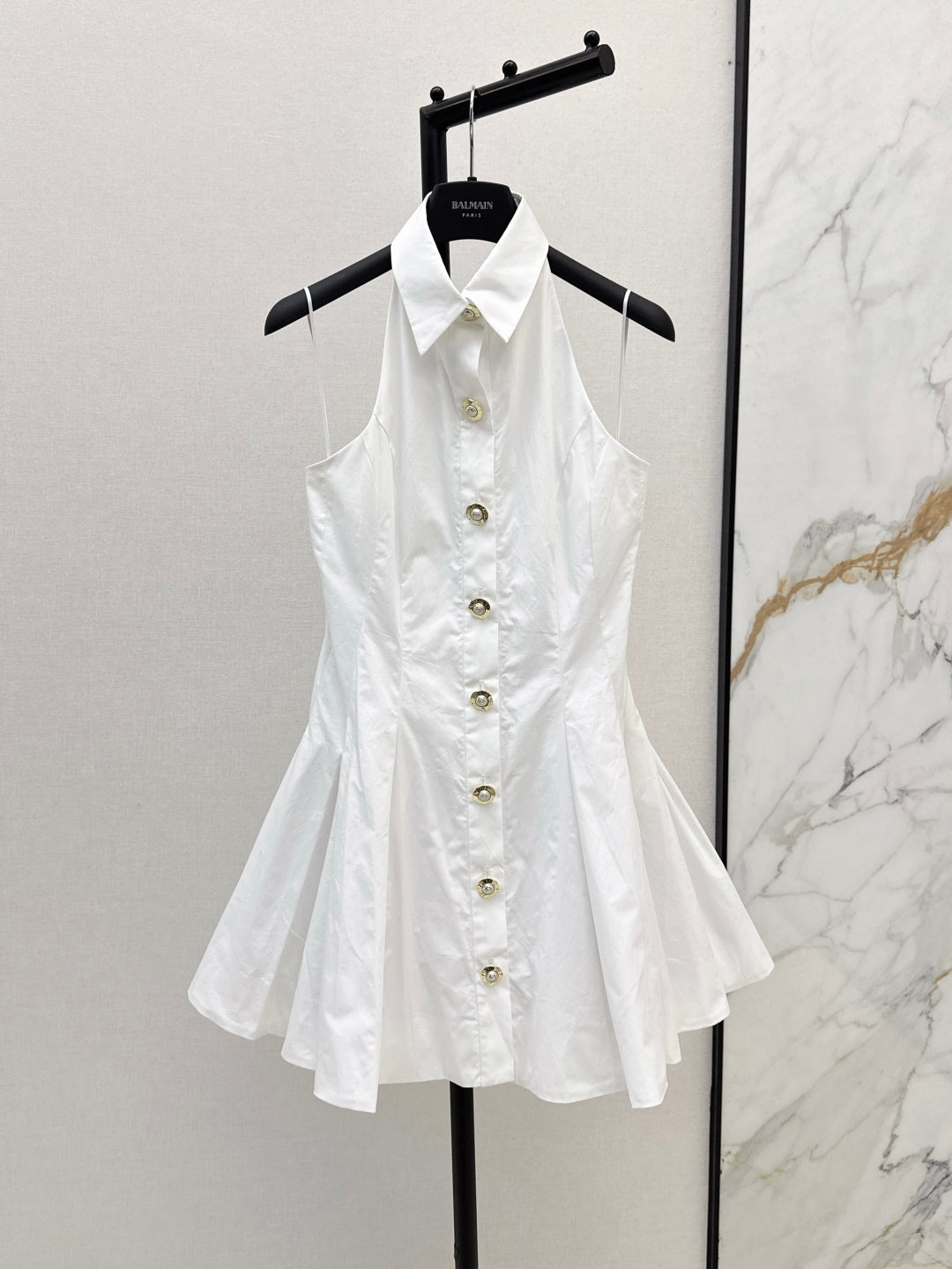 Balm* 25ss A-line backless poplin dress