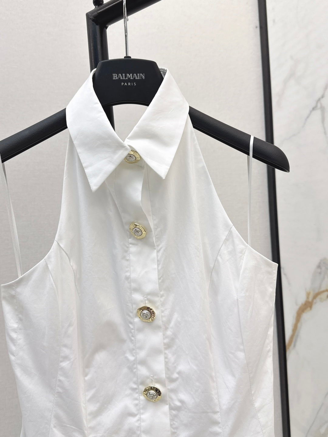 Balm* 25ss A-line backless poplin dress