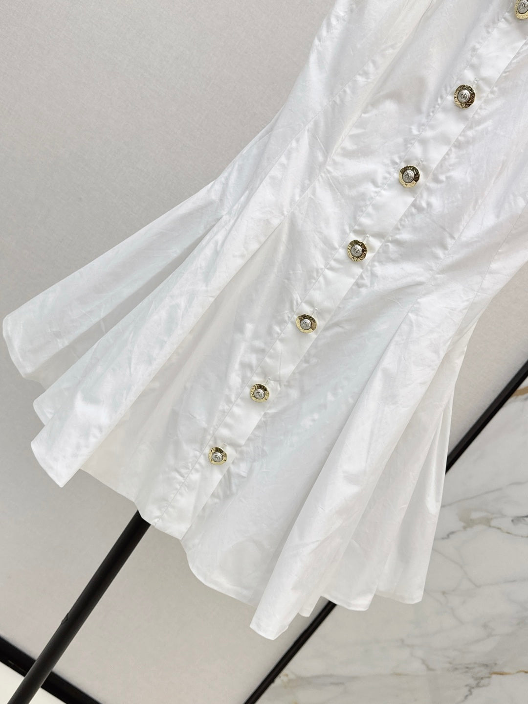 Balm* 25ss A-line backless poplin dress