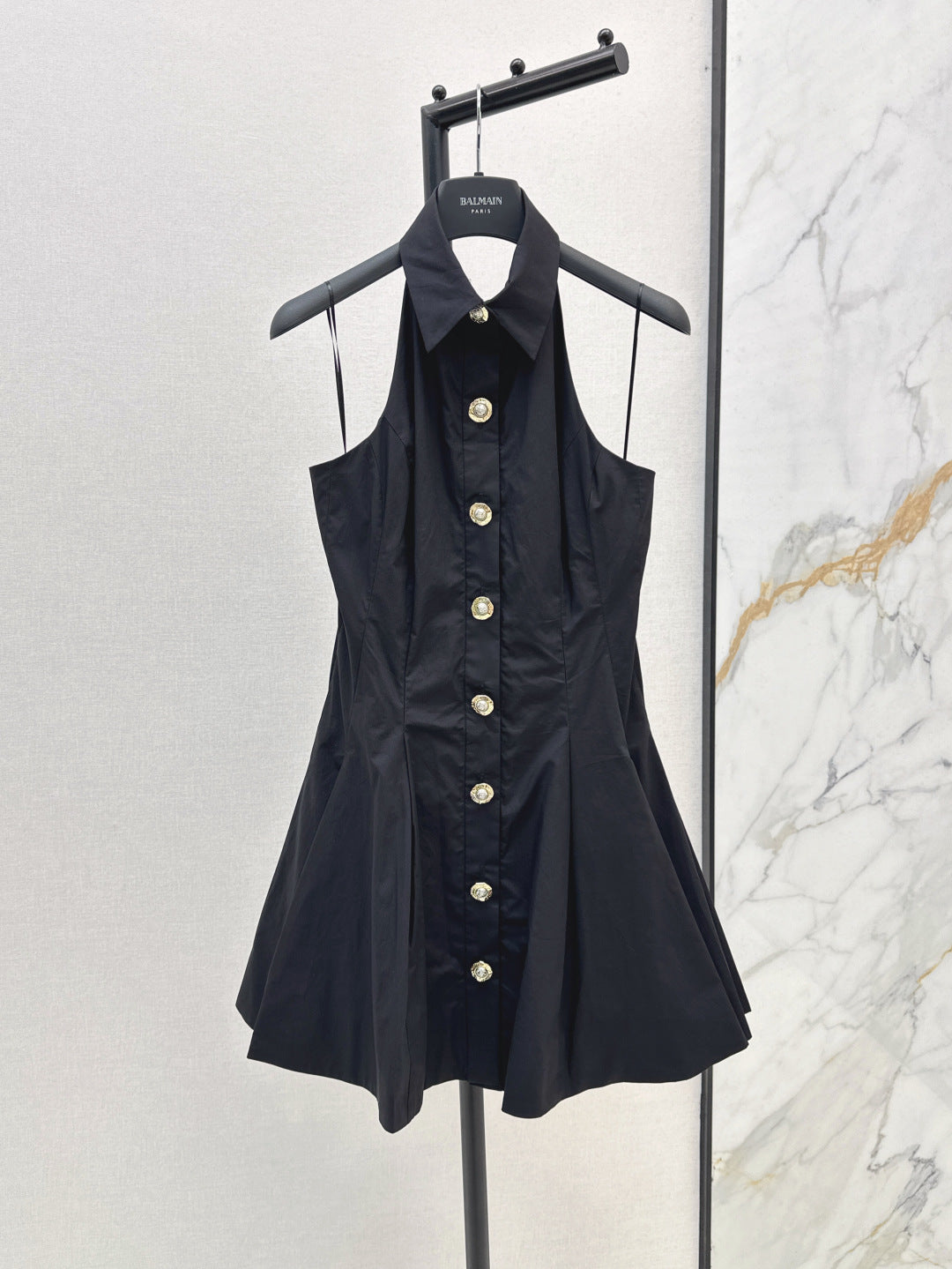 Balm* 25ss A-line backless poplin dress